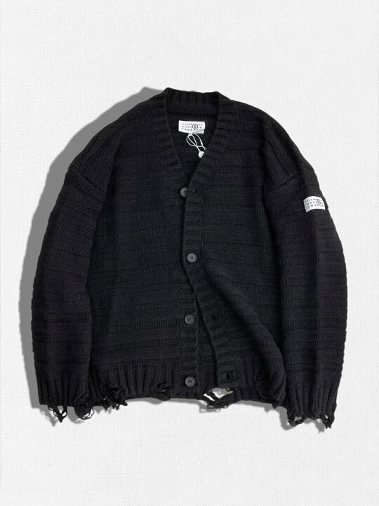マルジェラ ダメージドデザイン カーディガン しっける black
