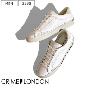 【定価36,300円(税込)】CRIME LONDON クライムロンドン　ラグジュアリーで爽やかな足元を演出♪ ベーシックながらトレンドを意識したメッセージロゴ入りレザーコンビネーションスニーカー 靴 