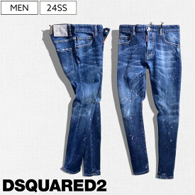 【定価111,100円(税込)】DSQUARED2 ディースクエアード スプラッシュペイントがこなれ感漂わせる！ダメージ＆ウォッシュ加工スーパーストレッチテーパードデニムパンツ《SUPER TWINKY JEAN -スーパートゥインキージーン-》 スキニー S71LB1411 イタリア製