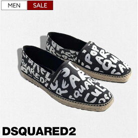 《73%OFF》【定価89,100円】DSQUARED2 ディースクエアード 華やかなカラーリングとかわいい落書きロゴで大人のラグジュアリーカジュアルを演出する！モノグラムデザイン エスパドリーユ スリッポン シューズ スニーカー 靴 ロゴ ブラック メンズ M0725