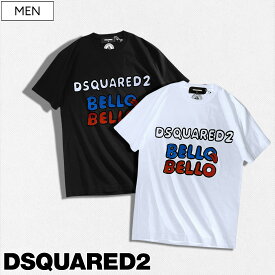 【定価46,200円(税込)】DSQUARED2 ディースクエアード　ウィットに富んだらしさ溢れる1着♪ キャッチーなイラストが描かれた"BELLO BELLO" Tシャツ クルーネックTシャツ カットソー 半袖　S74GD1095C　ホワイト　ブラック　メンズ　イタリア製