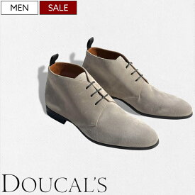 《70%OFF》【定価68,200円】DOUCAL’S ドゥーカルス デュカルス “イタリアを代表するドレスシューズブランド 上質なスウェードレザーを用いた チャッカブーツ レースアップシューズ ショート 革靴 ライトグレー イタリア製 メンズ