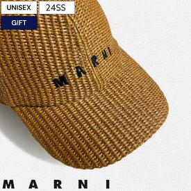 【定価57,200円(税込)】MARNI マルニ 　ロゴとラフィアのバランスが大人好み♪コーデのアクセントにも最適なブランドロゴ入りラフィアキャップ 帽子 ベースボールキャップ 海 CLZC0105S1UAC004 ユニセックス 男女兼用 イタリア製