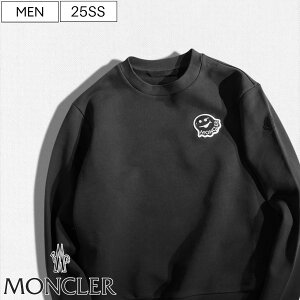 【定価111,100円(税込)】MONCLER モンクレール  キャッチーなキャラクターワッペンと美しい生地感で魅せるゴーストワッペン付きクルーネックロングスリーブトレーナー トップス スウェット