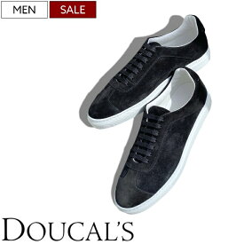 【定価49,500円(税込)】DOUCAL’S ドゥーカルス / デュカルス　 “イタリアを代表するドレスシューズブランド” から軽やかな履き心地とこなれ感醸すスウェードレザースニーカー スリッポン シューズ 靴 レースアップ YU2337 ブラック 0A01 メンズ イタリア製