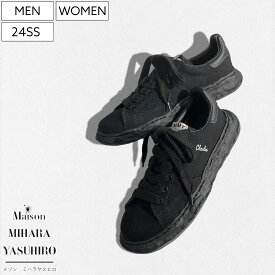 【定価33,000円(税込)】Maison MIHARA YASUHIRO - メゾン ミハラヤスヒロ - デザイナー自身が粘土で型取ったオリジナルソールを使用！キャンパスローカットスニーカー シューズ 靴 CHARLES OG Sole Canvas Low-top Sneaker チャールズ 刺繍 A12FW703 ブラック