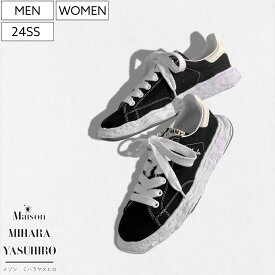 【定価33,000円(税込)】Maison MIHARA YASUHIRO - メゾン ミハラヤスヒロ - デザイナー自身が粘土で型取ったオリジナルソールを使用！キャンパスローカットスニーカー シューズ 靴 CHARLES OG Sole Canvas Low-top Sneaker チャールズ 刺繍 A12FW703 ブラック×ホワイト
