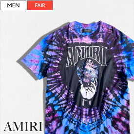 【定価79,200円(税込)】AMIRI -アミリ- 滑らかな手触りと美しいカラーリングが魅力的！オーガニックコットン使用クルーネックプリントTシャツ ティーシャツ ブランドロゴ カットソー ブルーパープル SRPS23MJG029SMRSCJ3 カルフォルニア イタリア製 メンズ