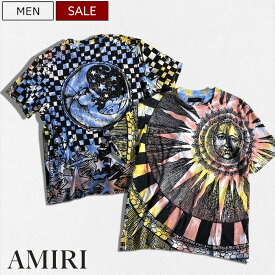【定価74,800円(税込)】AMIRI -アミリ- 滑らかな手触りと美しいカラーリングが魅力的！オーガニックコットン使用クルーネックプリントTシャツ ティーシャツ ブランドロゴ カットソー マルチカラー S23MJG044 イタリア製 メンズ