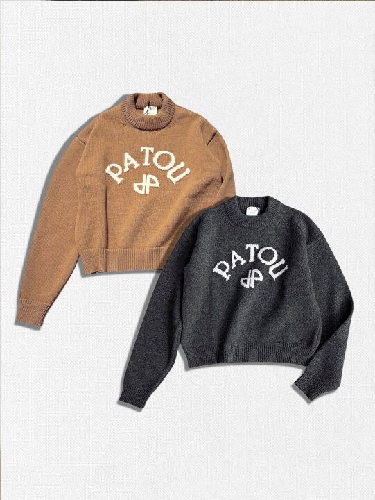 美品】 PATOU / パトゥ | ウール ワンポイントロゴ ハイネック リブ  