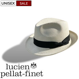 【定価31,900円(税込)】LUCIEN PELLAT-FINET -ルシアン ペラフィネ - しっかりとしているのに軽やかな被り心地が魅力的！リボン付 ペーパーストローハット 帽子 キャップ ホワイト 39957 日本製 LIBER コロネット株式会社 ユニセックス メンズ レディース