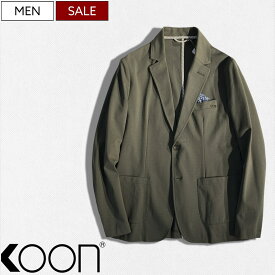 【定価39,600円(税込)】KOON ITALY クーン イタリア ストレスフリーな着心地！ストレッチ生地が心地良い テーラードジャケット ハンカチーフ付き スウェット ハンカチーフ付き ロゴピンバッチ カーキ 310101104015 BOB メンズ イタリア製