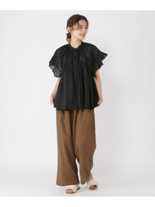 楽天市場】【SALE／30%OFF】コットンレーヨンボイル袖フリルブラウス 
