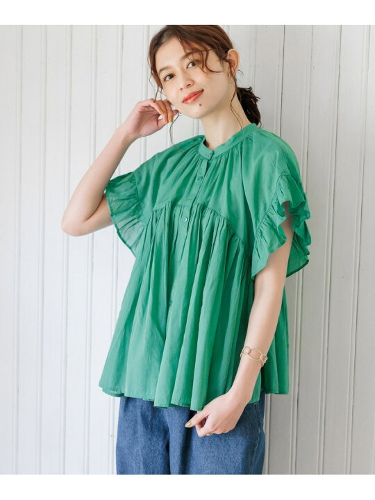 楽天市場】【SALE／30%OFF】コットンレーヨンボイル袖フリルブラウス 
