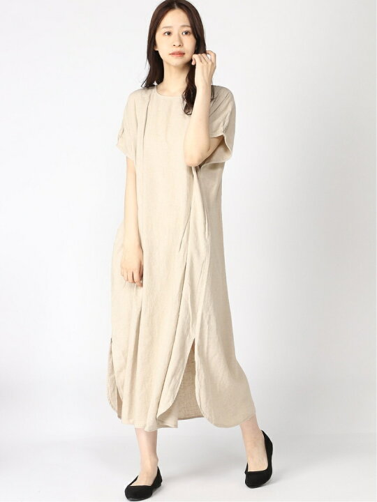 楽天市場 M リネンrタックop Studio Clip スタディオクリップ ワンピース 半袖ワンピース ベージュ ブラック ブルー 送料無料 Rakuten Fashion Studio Clip スタディオクリップ