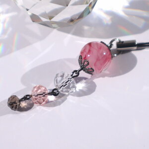 とんぼ玉 ストラップ 携帯 スマホケース飾り 根付 男女兼用 ピンク