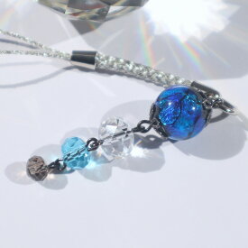 根付 ストラップ ホタルガラス工芸 ほたる玉 とんぼ玉 帯飾り 男女兼用 青 ブルー