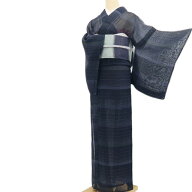 【新古品】tomihisa 紗紬 夏着物 正絹 仕付け糸付 絹芭蕉 9378