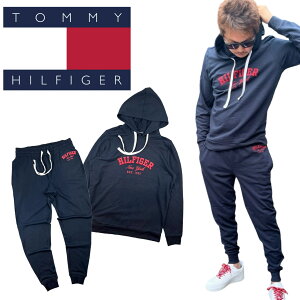 トミーヒルフィガー TOMMY HILFIGER セットアップ 上下 パーカー 09T4449/09T4451 長袖 ボトムス 長袖 スウェット メンズ ジョガーパンツ 部屋着 2点