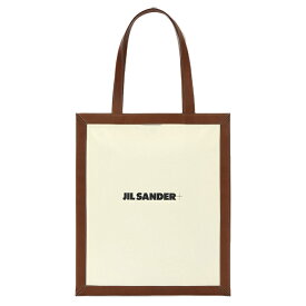 ジルサンダー トートバック プリント Jil Sander + ロゴ入りレザー キャンバス