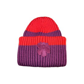 MARIMEKKO マリメッコ 91659 382 ニットキャップ・ビーニー Kioski Unikko Border Wool Beanie RED/レッドxWINE/ワイン(382)