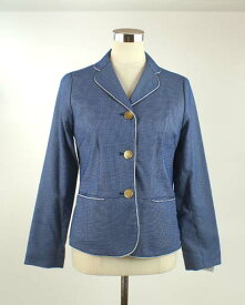 【在庫処分】大人の上品ジャケット！ 羽織るだけでエレガント ツイード素材テーラードジャケット（M）ブルー・アイボリー 2色