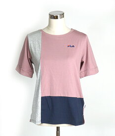 人気スポーツブランド＜FILA＞切替デザインTシャツ 半袖（M・L）ピンク・チャコール・ブルー3色