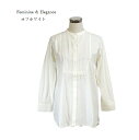 【秋冬もの入荷】きれいめシャツチュニック バンドカラーピンタック使いシャツチュニック（M～LL）オフホワイト