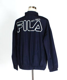 ＜FILA＞ビッグロゴデザイン　ジャケット　ブルゾン　撥水加工あり　ゴルフウェアにも（M）ネイビー