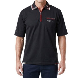 【メンズ】＜ダンロップ・リファインド＞スポーティーライン 5分袖ポロシャツ ハーフジップ ジップポロ 紳士服（S～3L）ブラック レッド 2色