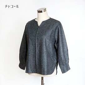 【新色入荷しました！】＜日本製＞なめらかな肌ざわり ウール混キーネックプルオーバー 日本製生地 日本縫製 （M～LL）チャコール モカベージュ・イエロー 3色