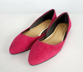 足元をすっきり華奢に導く　サイドカット美ラクパンプス　ぺたんこパンプス　レディース靴（S～L）ピンク