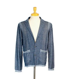 メンズ 涼感　ニットテーラードジャケット（S・M）ネイビー