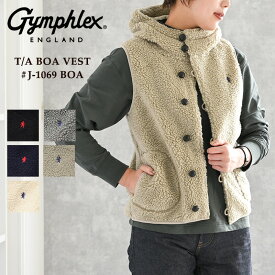 【セール 20％OFF】Gymphlex ジムフレックス ボア ベスト(ボタン)フード付き #J-1069 BOA レディース 2025AW ブランド 新作 パーカー ボアベスト アウトドア 送料無料