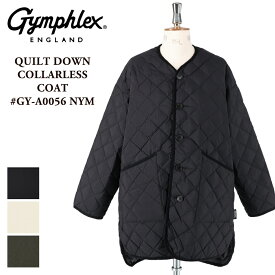 【セール 20％OFF】Gymphlex ジムフレックス キルトダウン カラーレス コート #GY-A0056 NYM レディース ブランド 新作 上着 アウター ジャケット コート キルト アウトドア 軽量 暖かい あったか ノーカラー ロング丈 襟無し ロゴ入り おしゃれ かわいい 送料無料