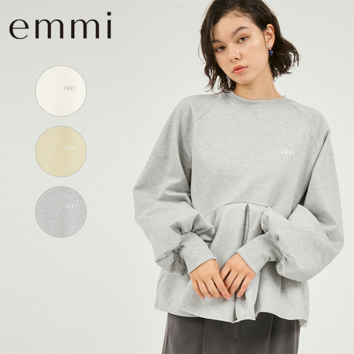 楽天市場】emmi エミ トップス ペプラムラメ裏毛プルオーバー 