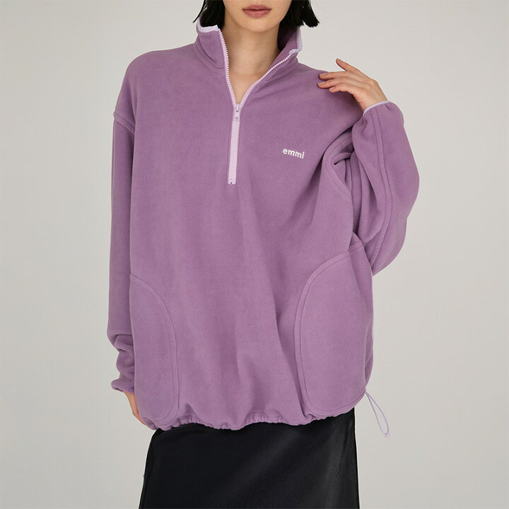 楽天市場】emmi エミ トップス ecoフリースハーフジッププルオーバー  