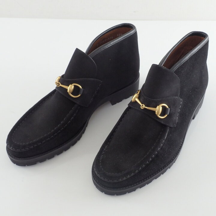 楽天市場】GUCCI【グッチ】 ゴールドビット金具 黒 スエードレザー 