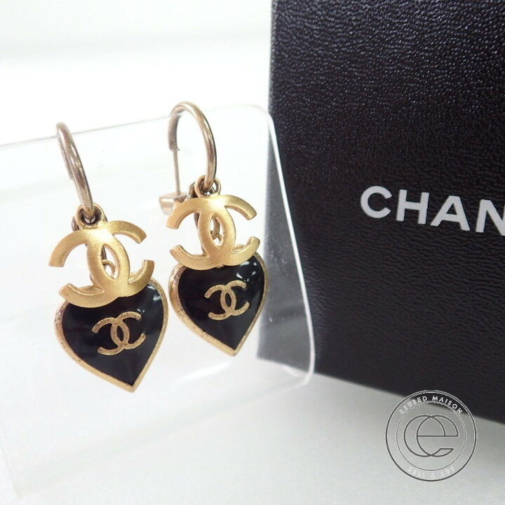 楽天市場】【CHANELシャネル】 ココマーク ブラックハートピアス  