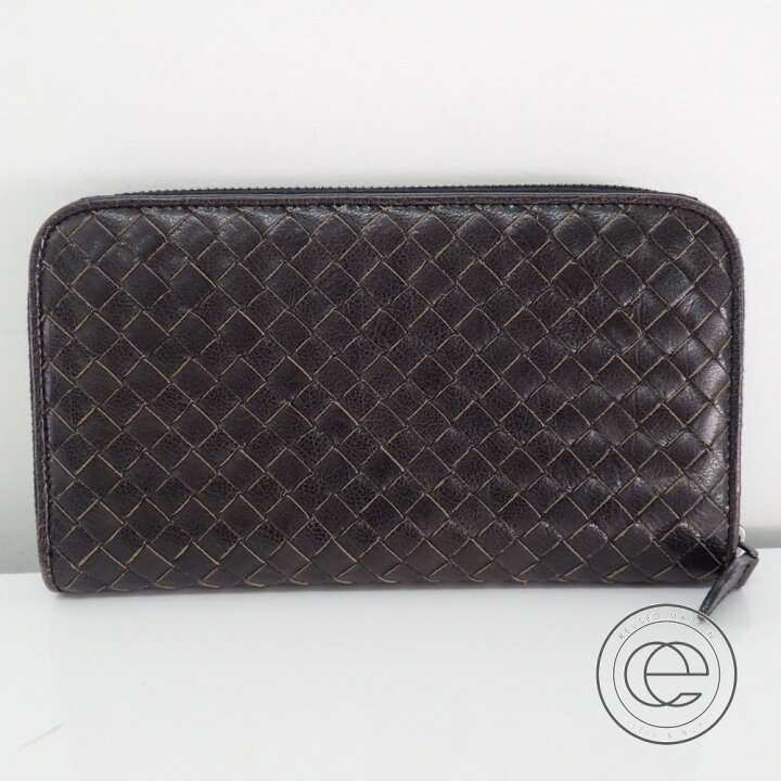 ボッテガヴェネタ BOTTEGA VENETA ラウンドファスナー長財布 カーフ黒 