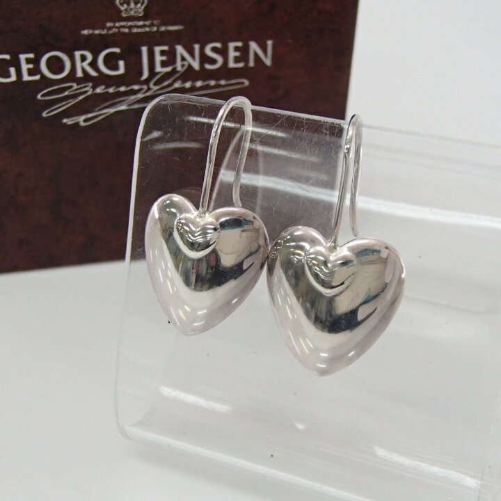 GEORG JENSEN ハート型 シルバー ピアス - ピアス(両耳用)