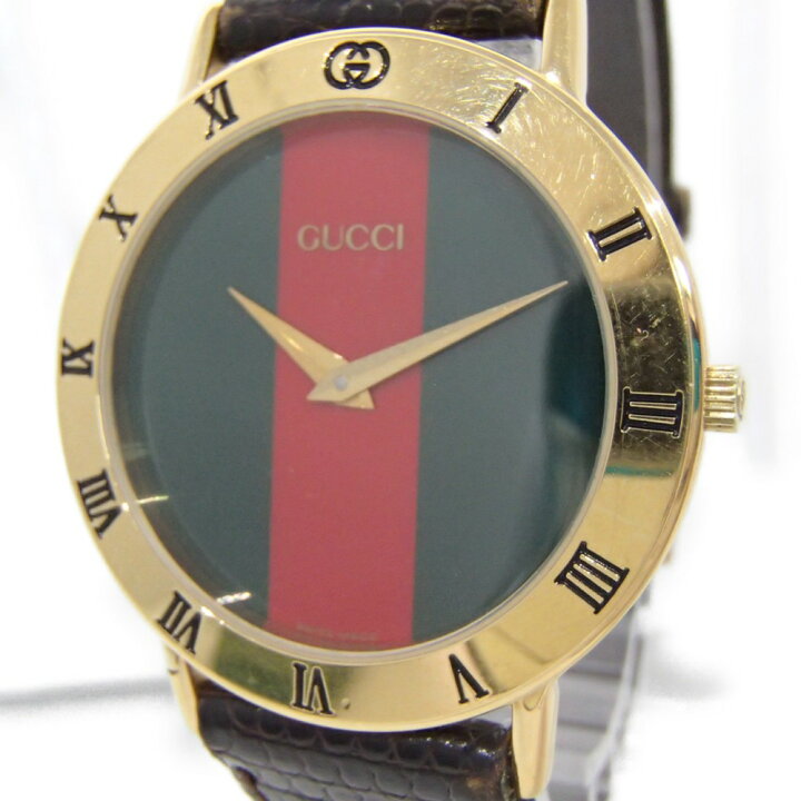 楽天市場】GUCCI グッチ 3000.2.M シェリーライン文字盤 レザーベルト 