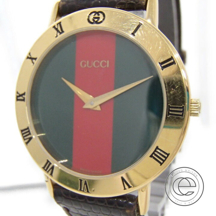 楽天市場】GUCCI グッチ 3000.2.M シェリーライン文字盤 レザーベルト 
