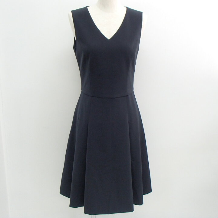 美品2020年FOXEY ウールフレアーワンピース 濃紺 40サイズ ネイビー  
