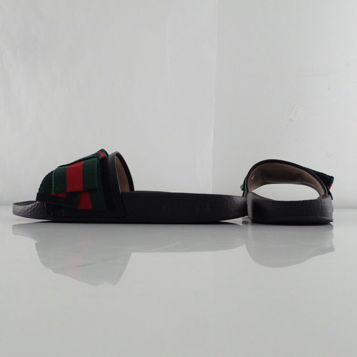 楽天市場】GUCCIグッチ シェリー サテン×ラバー リボンサンダル  
