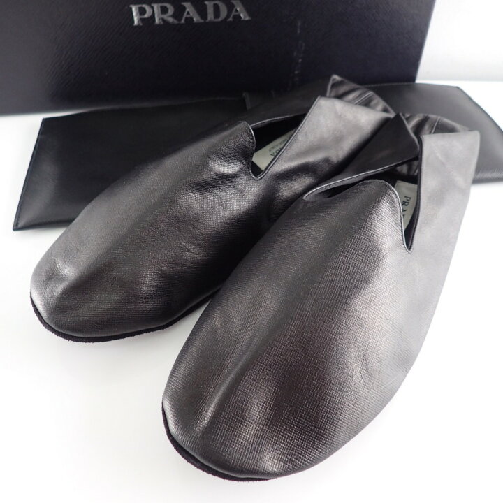 楽天市場】PRADA プラダ レザー スリッパ/ルーム シューズ M ブラック 