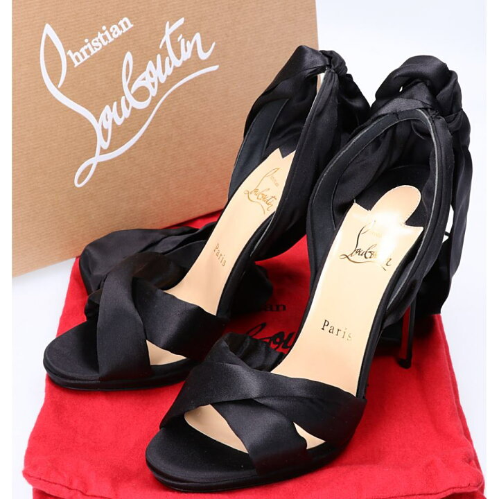 Christian Louboutin】リボン ヒールサンダル 38 差し出 