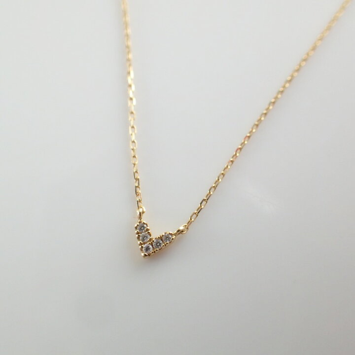 1.1g【473】 ファッション AHKAH ハート ネックレス 18Kイエロー 