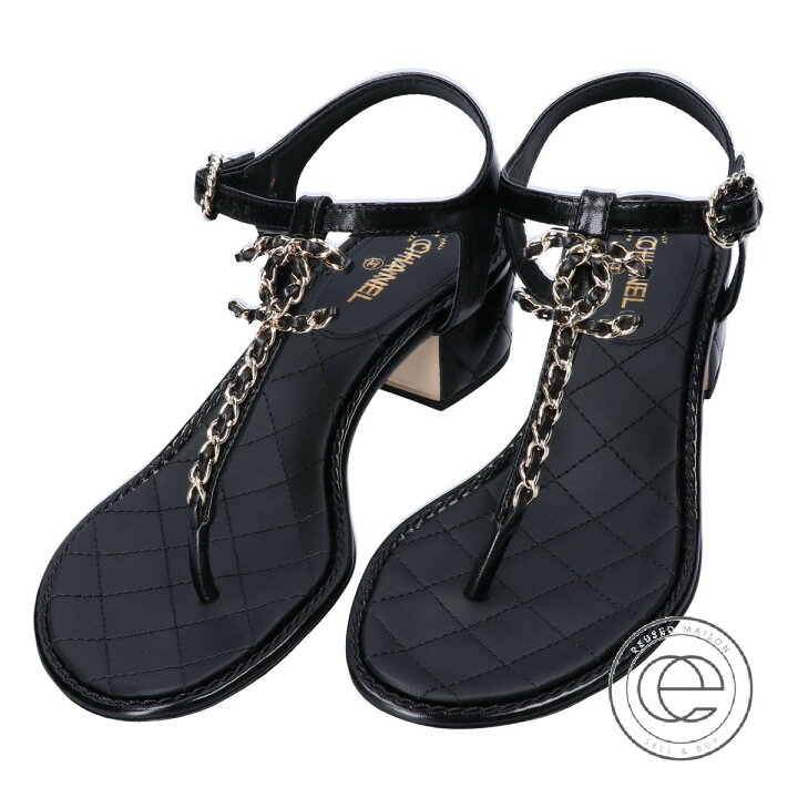 楽天市場】CHANEL シャネル G31463 CC ココマーク トングサンダル 38C 