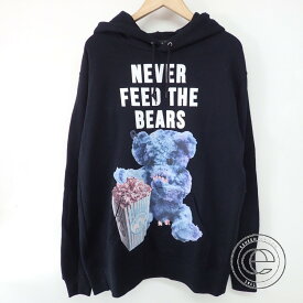 MILKBOYミルクボーイ NEVER FEED BEAR ベア プリント プルオーバーパーカー トップス M ブラック/ブルー系 レディース 【中古】